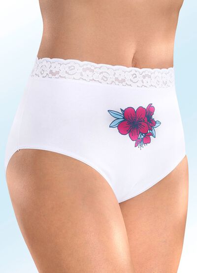 Viererpack Slips mit Spitzenbund 