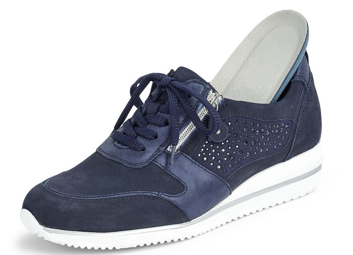 Waldl&auml;ufer, bequeme Damen-Schn&uuml;rschuhe, Weite H, mit herausnehmbarem Fussbett MARINE