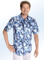 Bedrucktes Hemd mit Brusttasche BLAU-WEISS