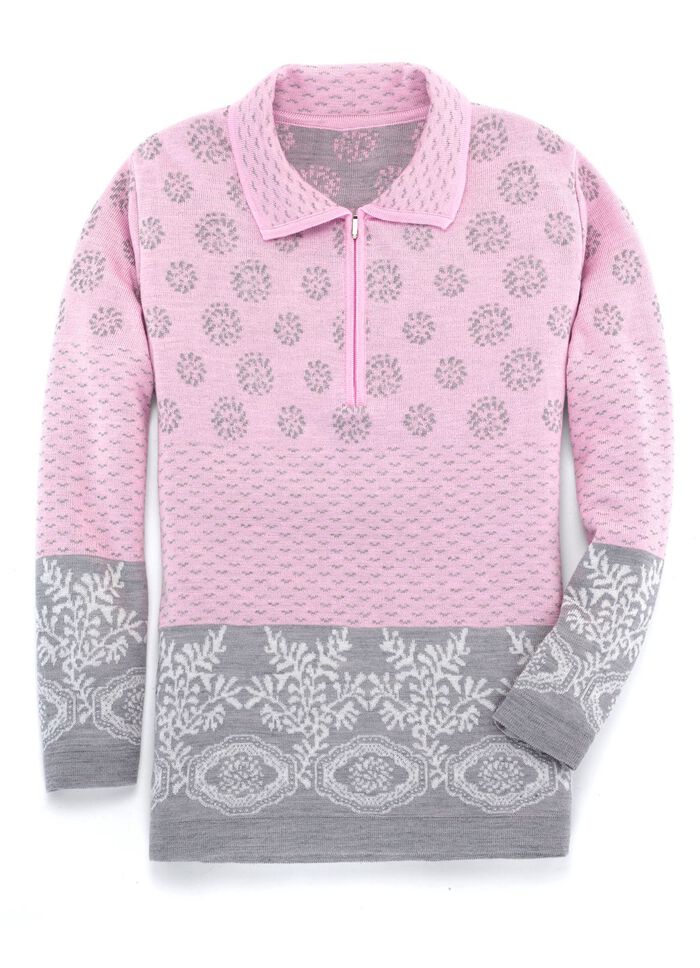 Pullover in Jacquard-Dessin ROS&Eacute;-GRAU MELIERT