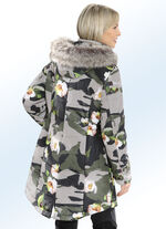 Kurzmantel mit Camouflage- und Blüten-Dessin 