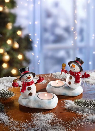 Teelichthalter Schneemann, 2er-Set 
