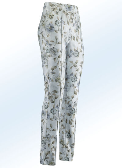 Hose mit farbharmonischer Floraldessinierung 