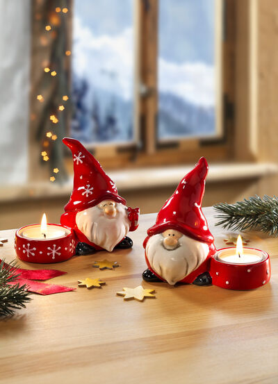 Teelichthalter, 2er-Set aus Dolomit 