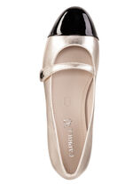 Caprice, schicke Damen-Ballerinas, Weite G, mit herausnehmbarem Fussbett GOLD-SCHWARZ
