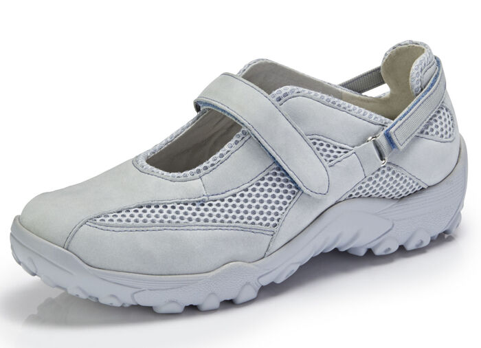 Waldl&auml;ufer Slipper mit verstellbaren Klettverschl&uuml;sse HELLGRAU