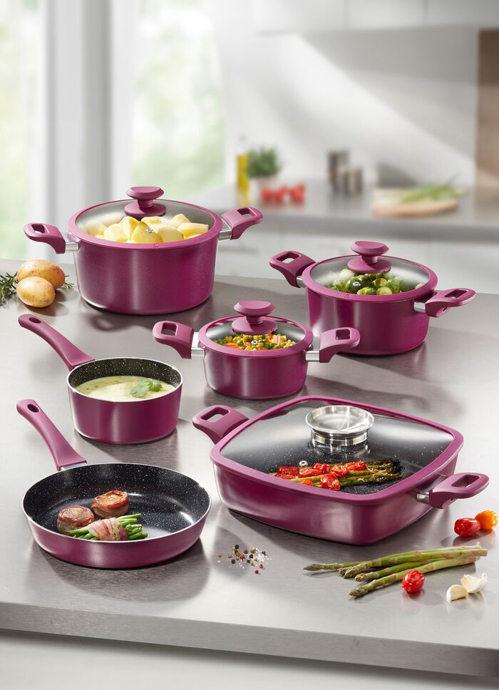 XXL-Topfset mit Antihaft-Keramikbeschichtung und Silikon-Glasdeckeln 