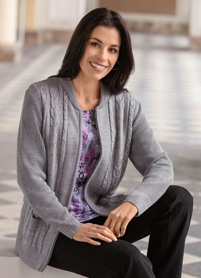 Strickjacke mit dekorativem Strukturmix 