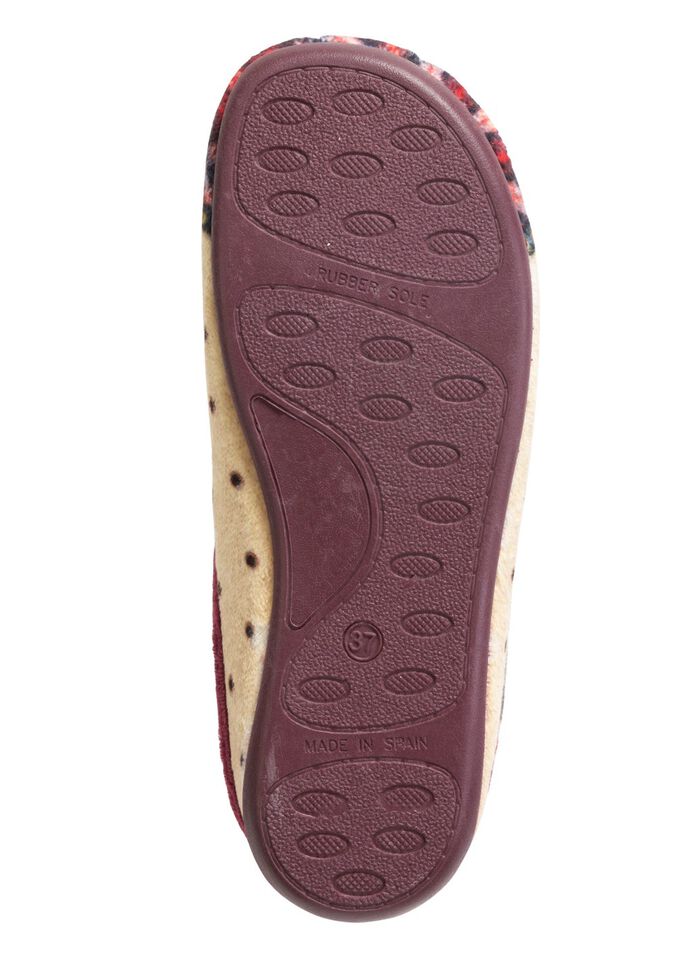 Laurina, klassische Damen-Hausschuhe, mit herausnehmbarem Fussbett ECRU-BUNT