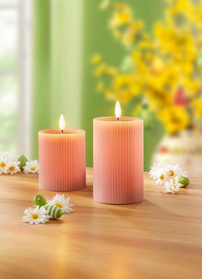 LED-Echtwachskerze, 2er-Set 