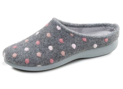 Laurina, klassische Damen-Hausschuhe, mit P&uuml;nktchen-Stickerei 