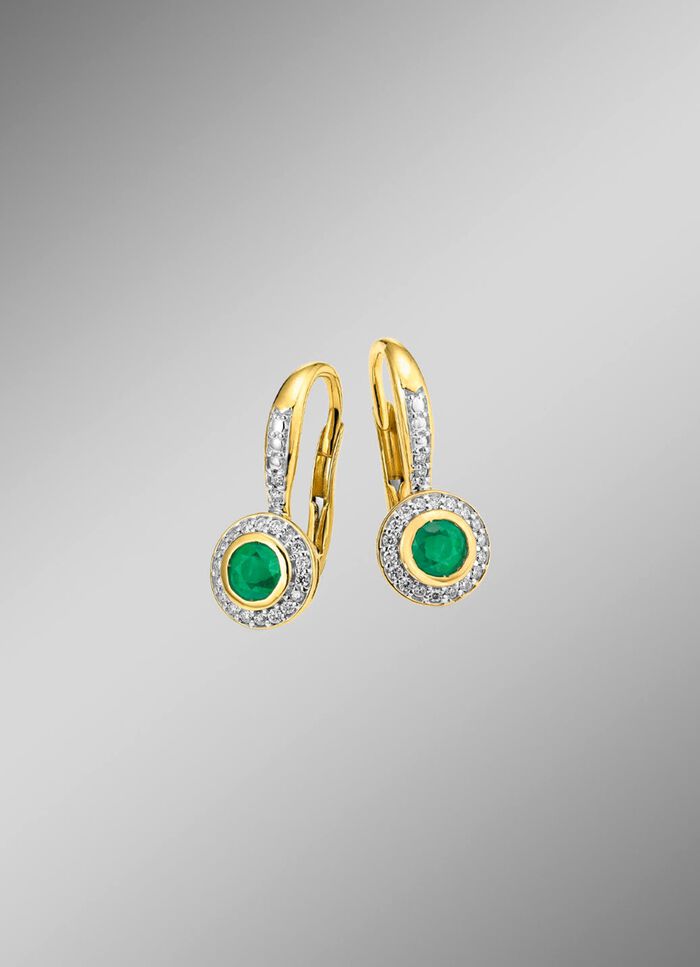 Elegante Ohrringe mit Brillanten und Smaragd 