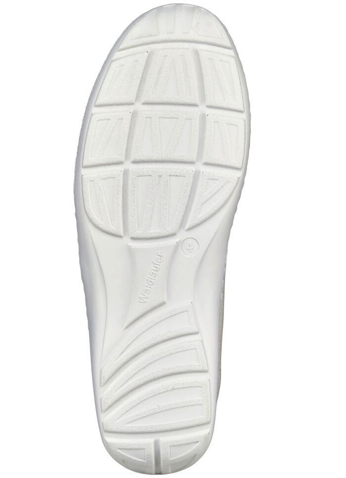 Waldl&auml;ufer, bequeme Damen-Slipper, Weite H, mit herausnehmbarem Fussbett NATURWEISS