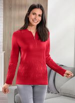 Pullover mit Zopf- und Flechtstrukturen ROT