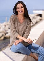 Pullover in Feinbouclé TAUPE MELIERT