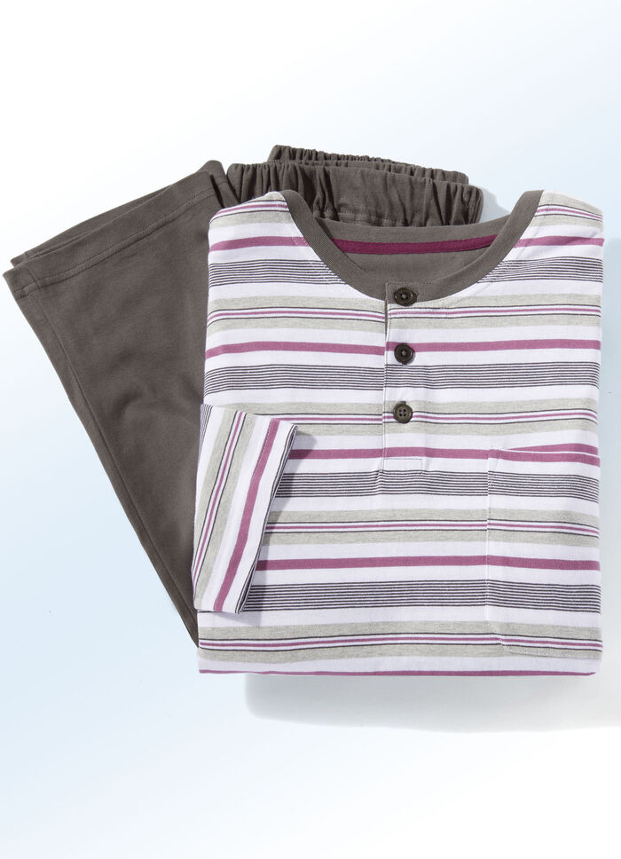 Zweierpack Pyjamas mit Knopfleiste und garngefärbtem Ringeldessin