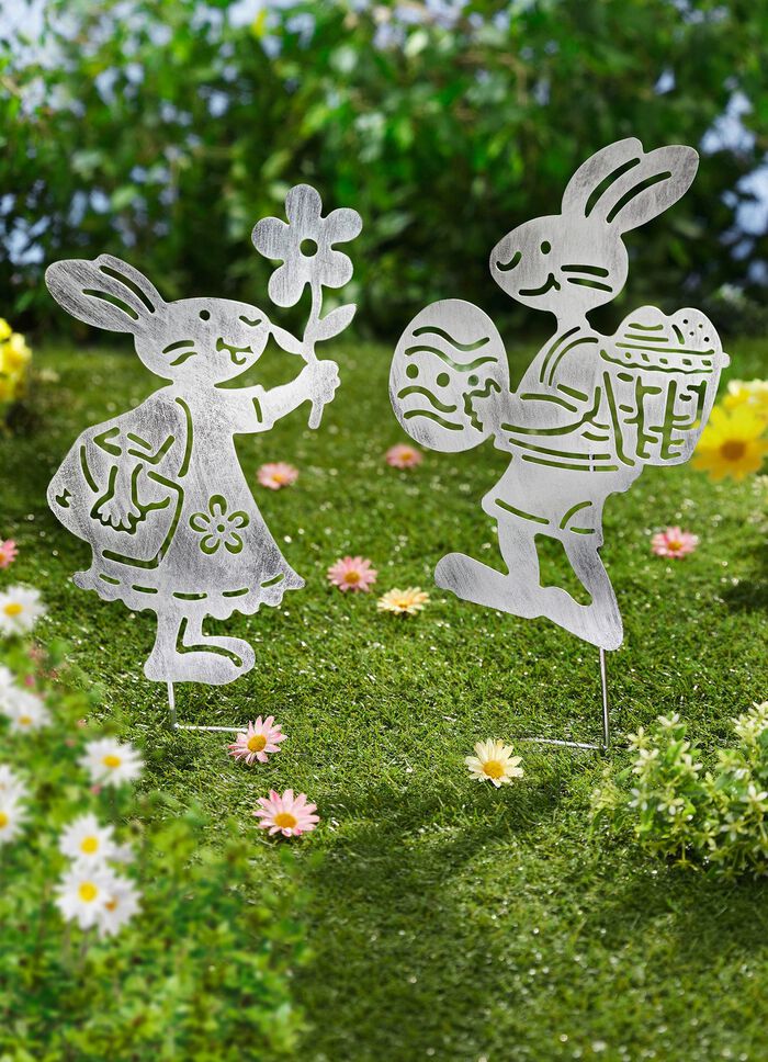 Gartenstecker &laquo;Hasenpaar&raquo;, 2er-Set 