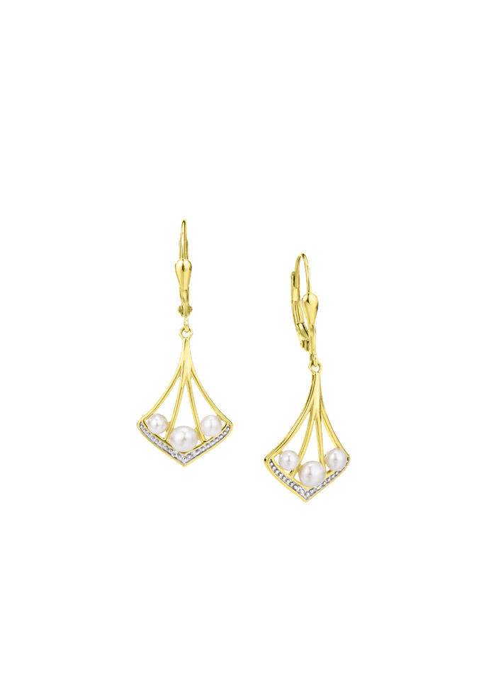 Ohrringe mit Zirkonia und Süsswasser-Zuchtperlen 