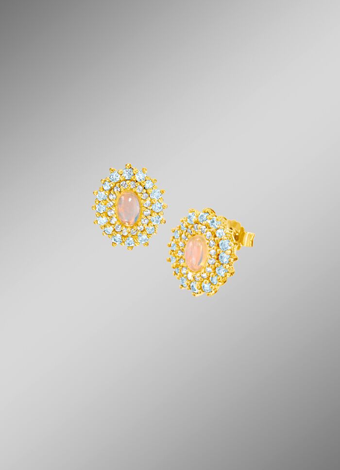 Ohrstecker mit Weisstopas, Blautopas und Opal 