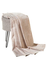 Edel glänzender Übervorhang mit Universalschienenband BEIGE