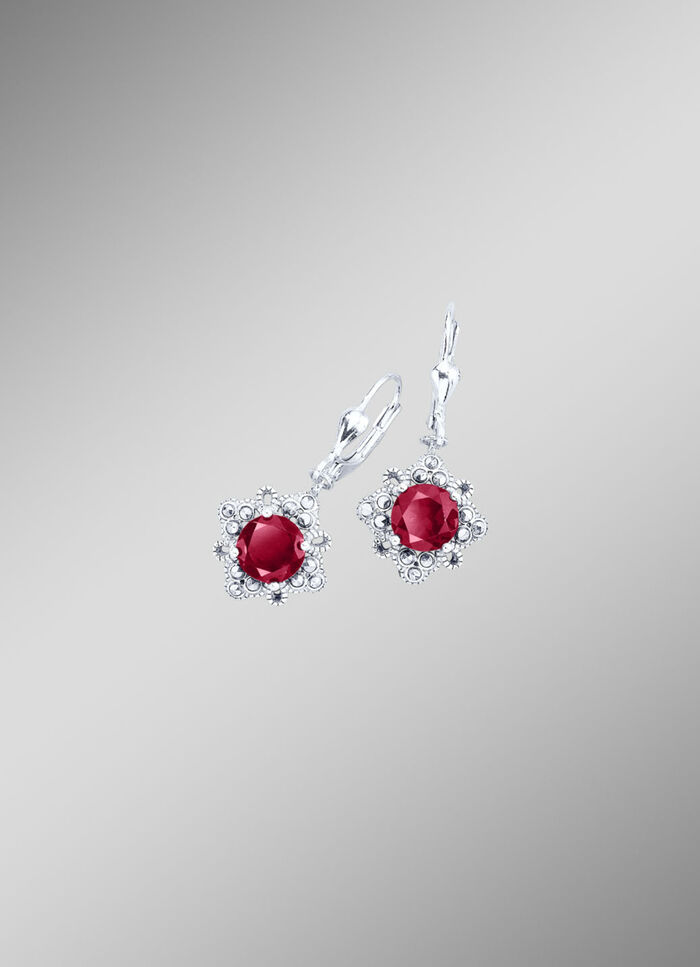 Ohrringe mit echt Granat und echt Markasit 