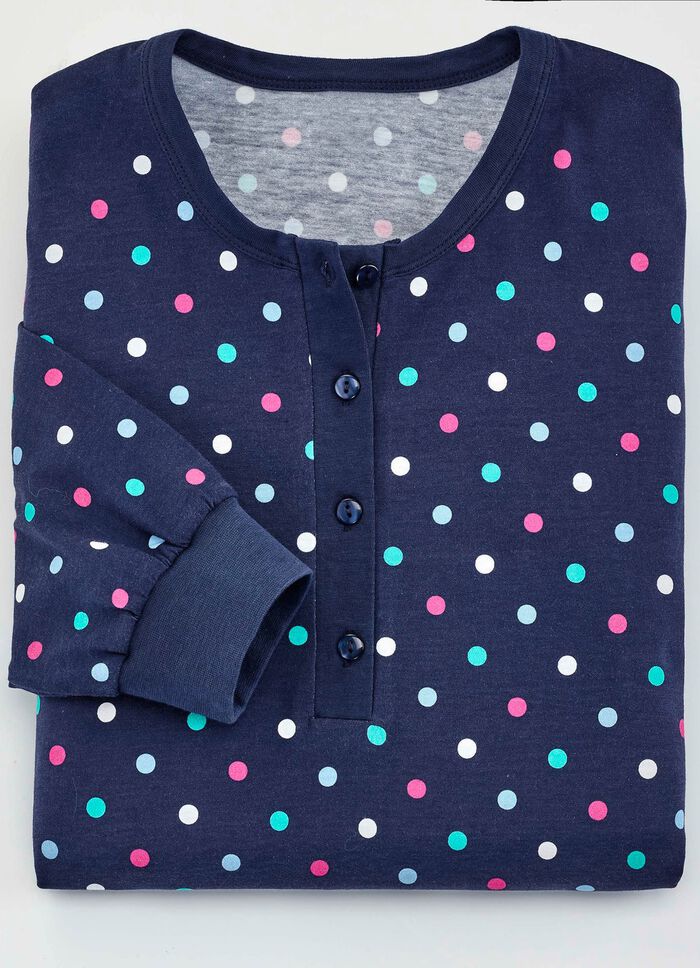 Zweierpack Nachthemden, knielang mit langer Knopfleiste 