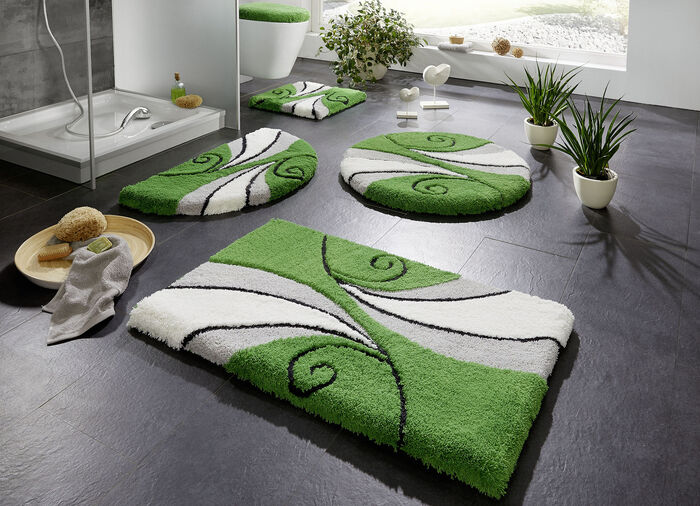 Badgarnitur mit latexbeschichteter, rutschhemmender TPR-Rückseite GRÜN