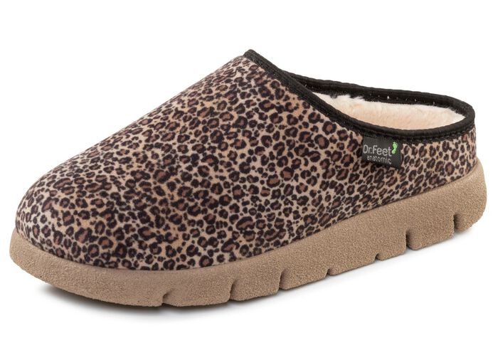 Laurina, modische Damen-Hausschuhe, mit Pl&uuml;sch BRAUN