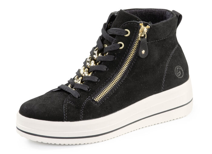 Remonte Bootie mit funkelnder Zierkette an der Schn&uuml;rung SCHWARZ