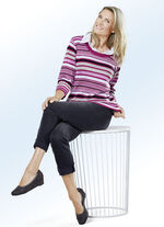 Blusenpullover mit Ringeldessin FUCHSIA-MULTICOLOR