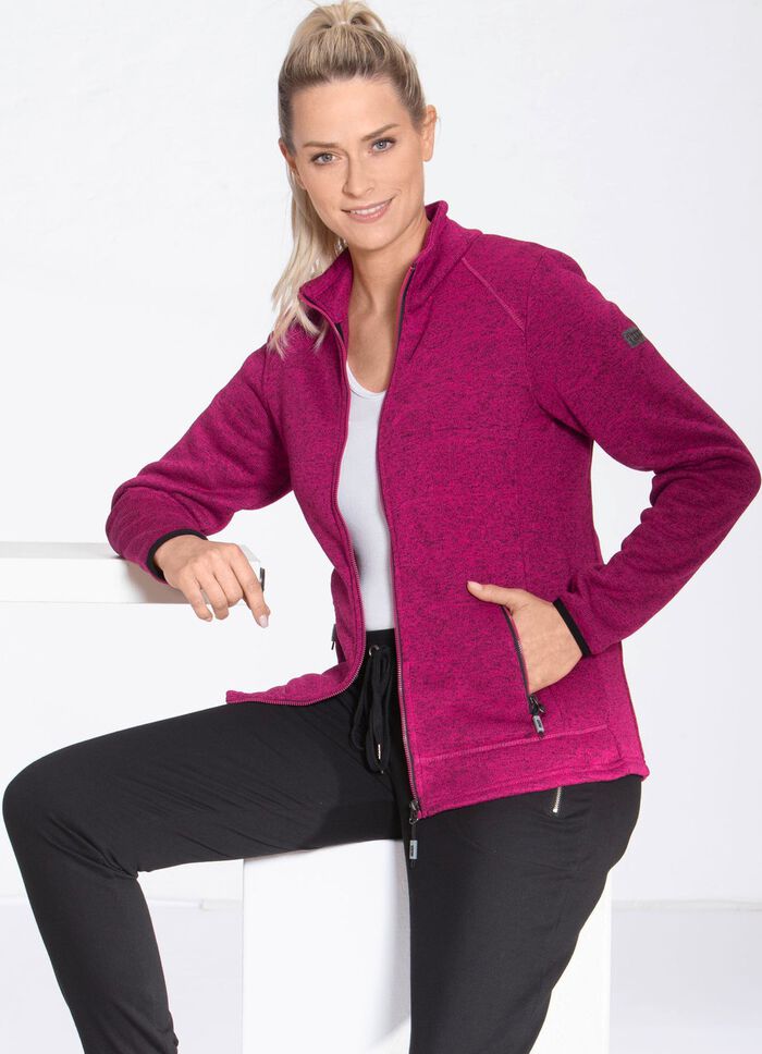 Strickfleece-Kurzjacke von &laquo;LPO&raquo; BEERE MELIERT