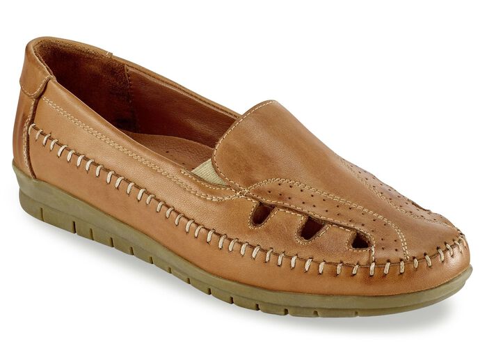 Gemini Slipper mit seitlichen Gummiz&uuml;gen COGNAC