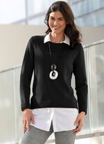 Pullover mit Rippenb&uuml;ndchen SCHWARZ