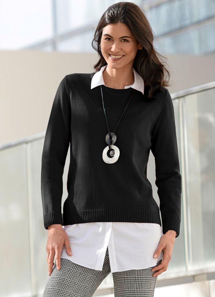 Pullover mit Rippenb&uuml;ndchen SCHWARZ