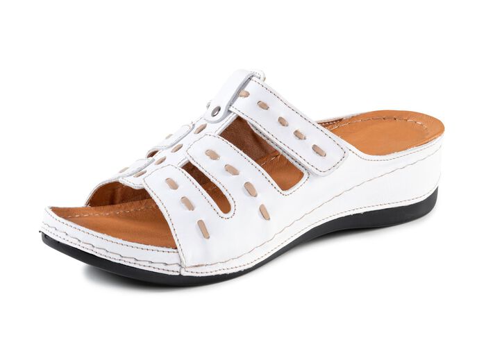 ELENA EDEN Pantolette aus Nappaleder mit Kontrast-Durchz&uuml;gen WEISS