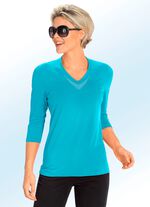 Shirt mit V-Ausschnitt in 5 Farben TÜRKIS