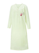 Zweierpack Nachthemden, 3/4 -langen Ärmeln mit Knopfleiste 1X PISTAZIE-BUNT, 1X PISTAZIE