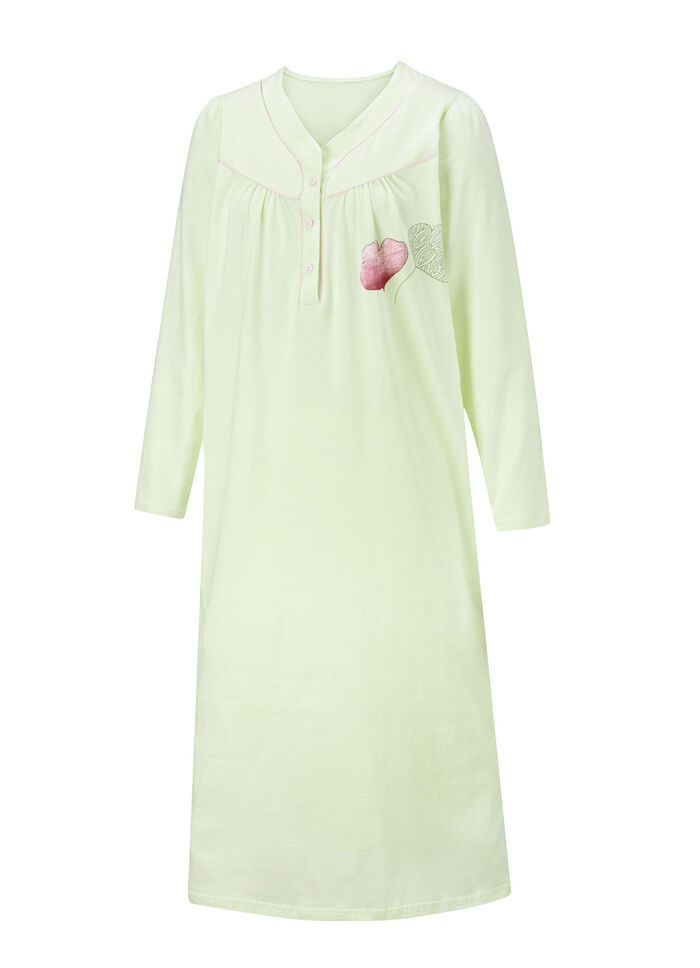 Zweierpack Nachthemden, 3/4 -langen Ärmeln mit Knopfleiste 1X PISTAZIE-BUNT, 1X PISTAZIE