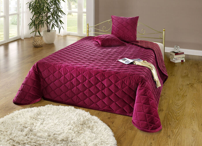 Tagesdecken und Kissenbezüge in edler Samt-Optik BORDEAUX