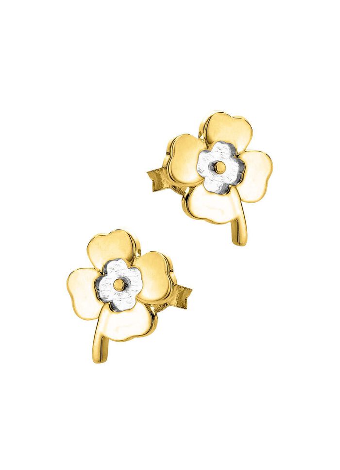 Kleeblatt-Ohrstecker in Bicolor 