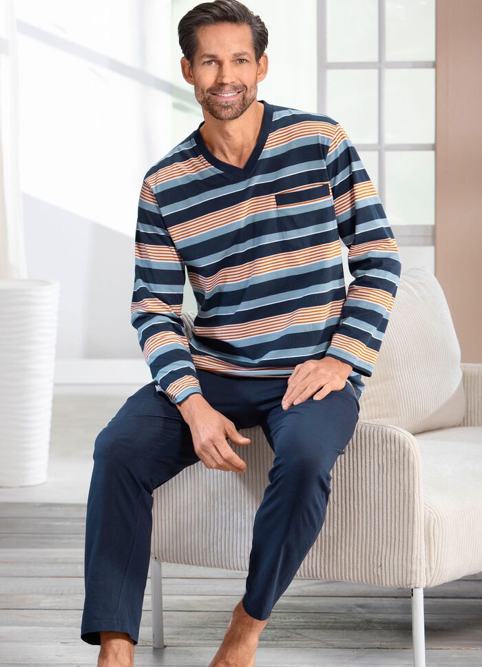 Zweierpack Schlafanz&uuml;ge mit V-Ausschnitt und offenen Abschl&uuml;ssen 