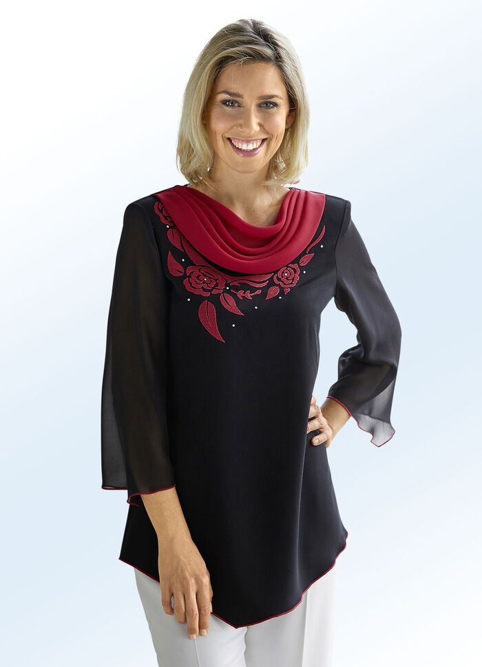 Tunika mit toller Bl&uuml;ten-Applikation 