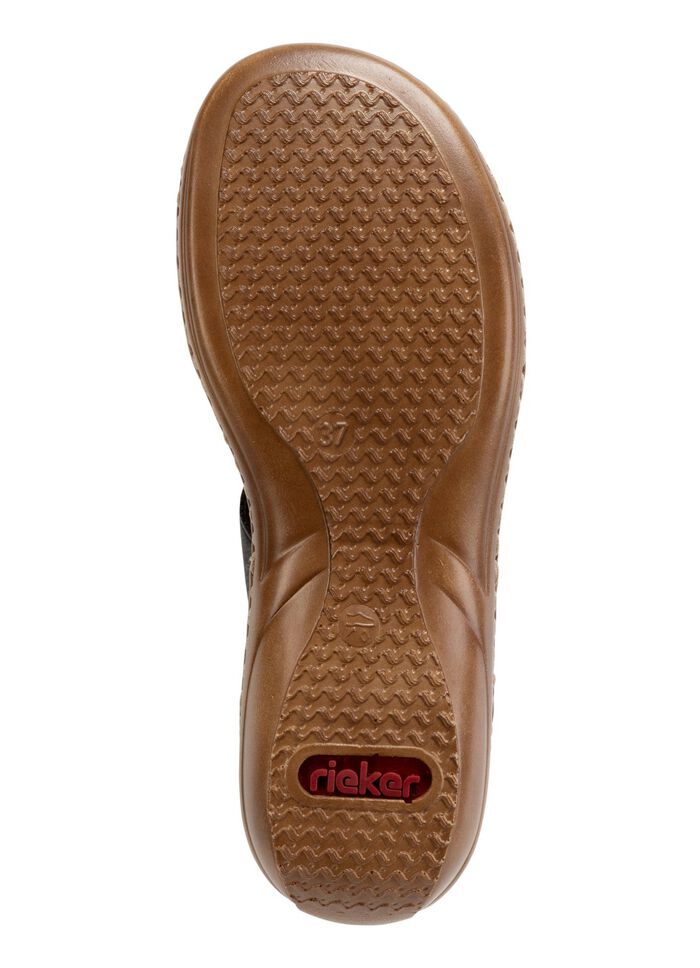 Rieker Pantolette mit dezenter Pr&auml;gung und Metallschmuck SCHWARZ