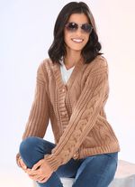Strickjacke in Grobstrick CAMEL