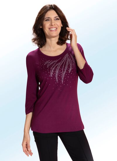 Shirt mit schmückender Steinzier in 2 Farben 