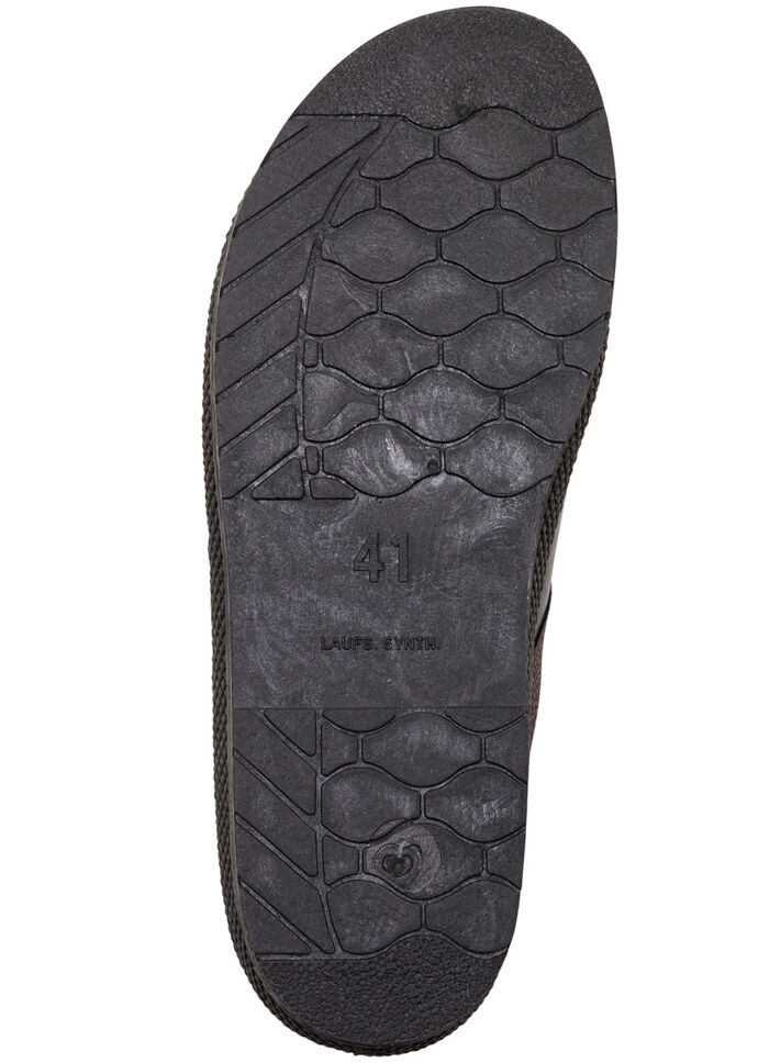 Pantolette mit anatomisch geformten Tieffussbett SCHWARZ-BORDEAUX-GRAU