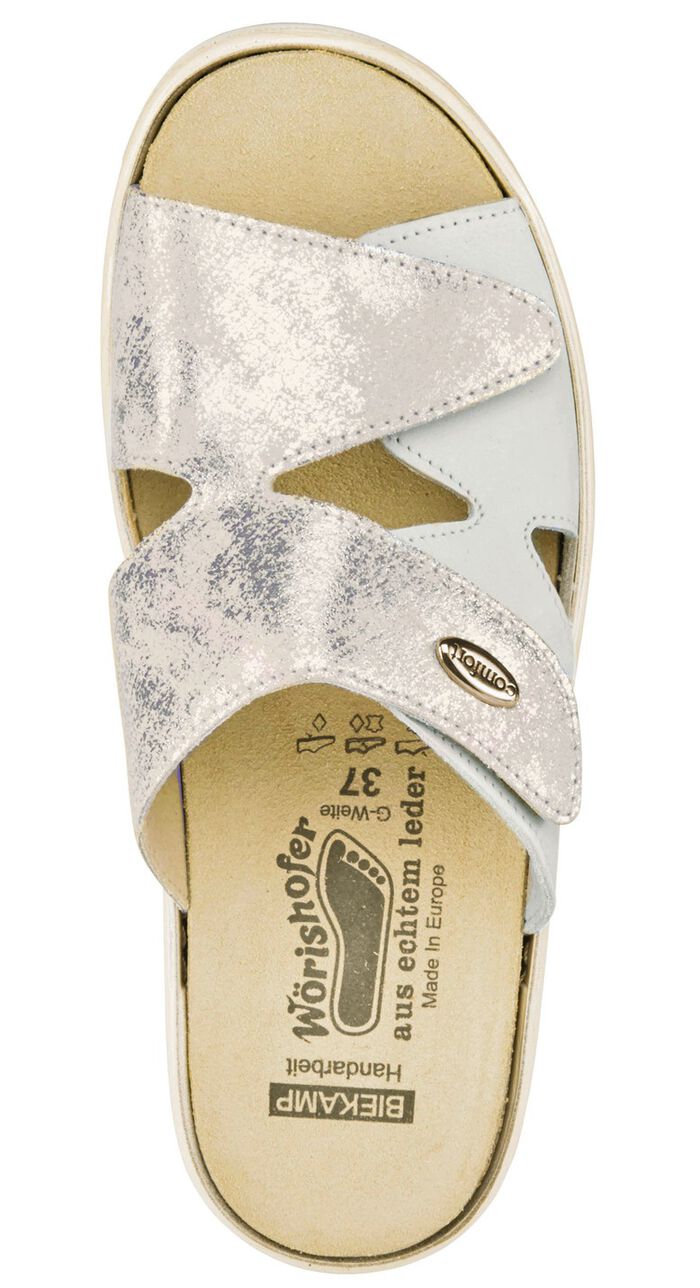 ELENA EDEN Pantolette mit W&ouml;rishofer Kork-Lederfussbett ECRU