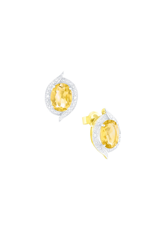 Wunderschöne Ohrstecker mit echt Citrin und Diamanten 