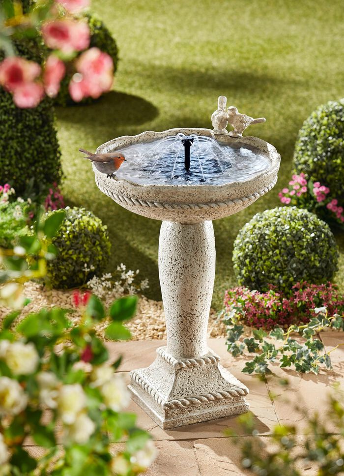 Solarbrunnen Vogelfreunde mit Wasserspiel 