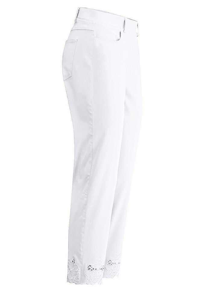 Hose mit floralen Lochstickereien WEISS